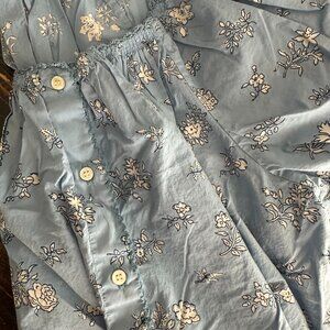 Doen Blue Floral Puff Sleeve Blouse